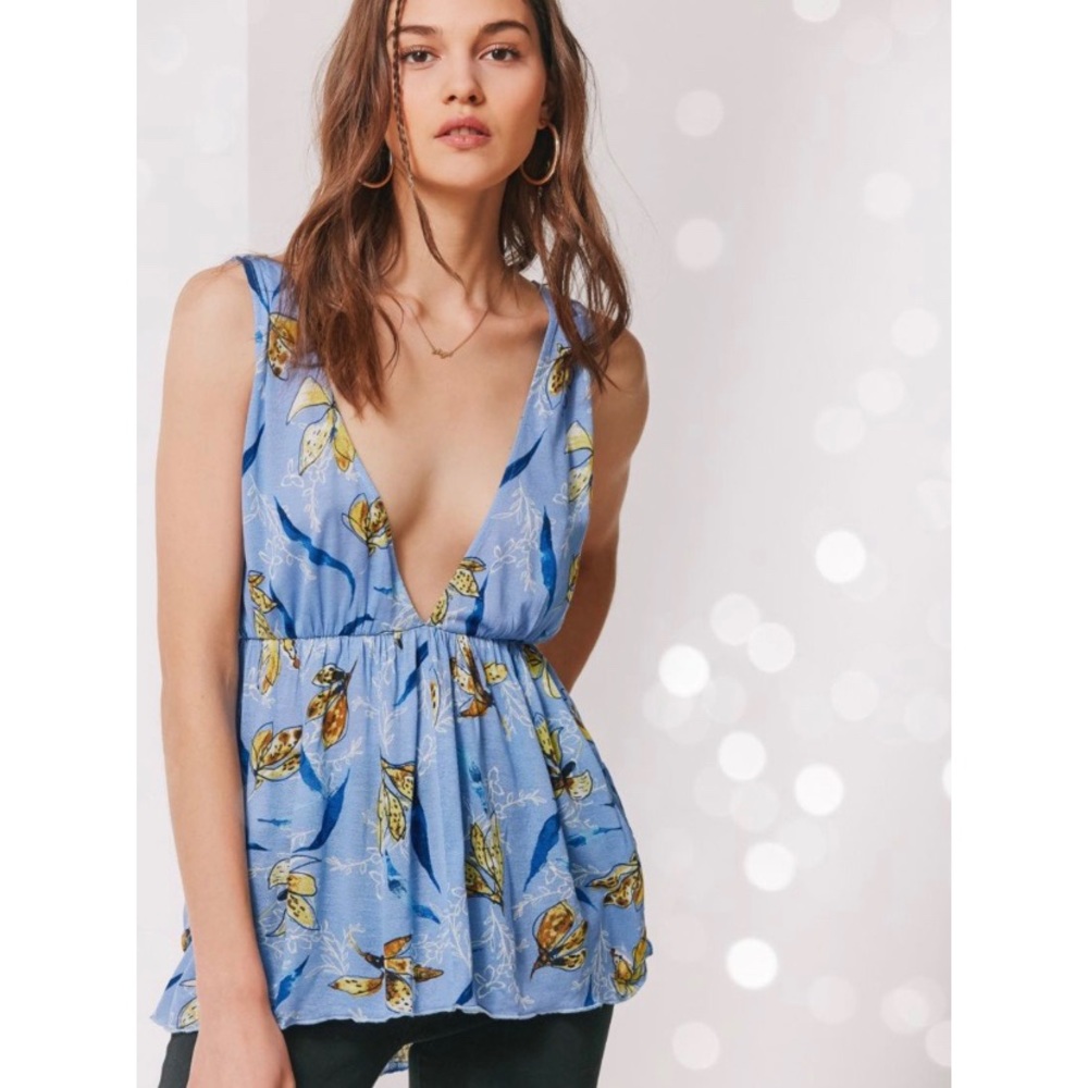Urban outfitters floral blue tank top